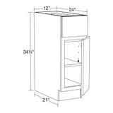 Diamond NOW Arcadia 12-in W x 35-in H x 23.75-in D Truecolor White Door and Drawer Base Stock Cabinet