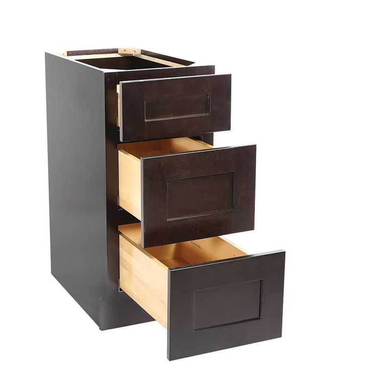 Brookings Plywood Ready to Assemble Shaker 15x34.5x24 in. 3-Drawer Base Kitchen Cabinet in Espresso