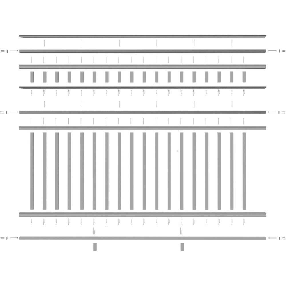 INTEX Providence Three Line Level Rail Kit with Reinforcements 8-ft x 40-in White PVC Deck Rail Kit