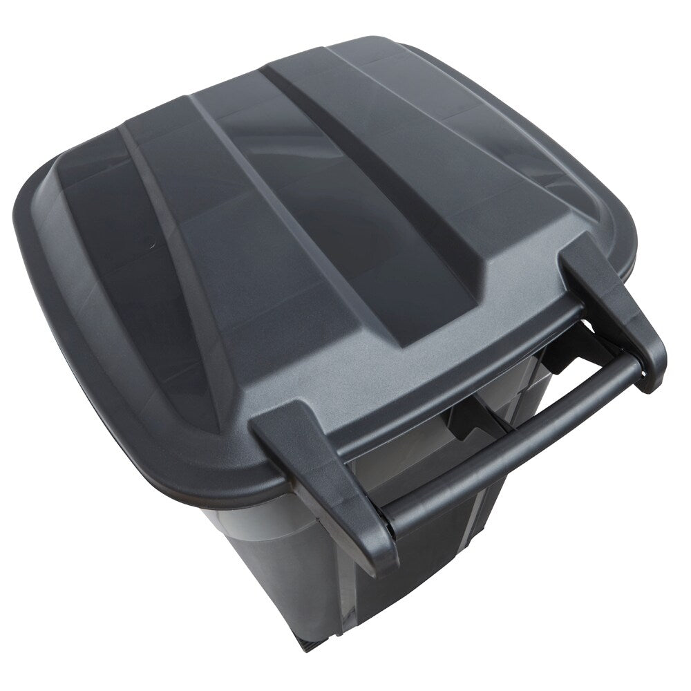 Blue Hawk 32-Gallon Black Plastic Wheeled Trash Can with Lid