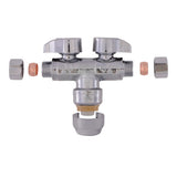 SharkBite Brass 1/2-in Push-to-Connect x 3/8-in OD Compression Quarter-Turn Dual Shut-Off Valve