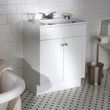 Project Source 24-in White Shaker Single Sink Bathroom Vanity with White Cultured Marble Top