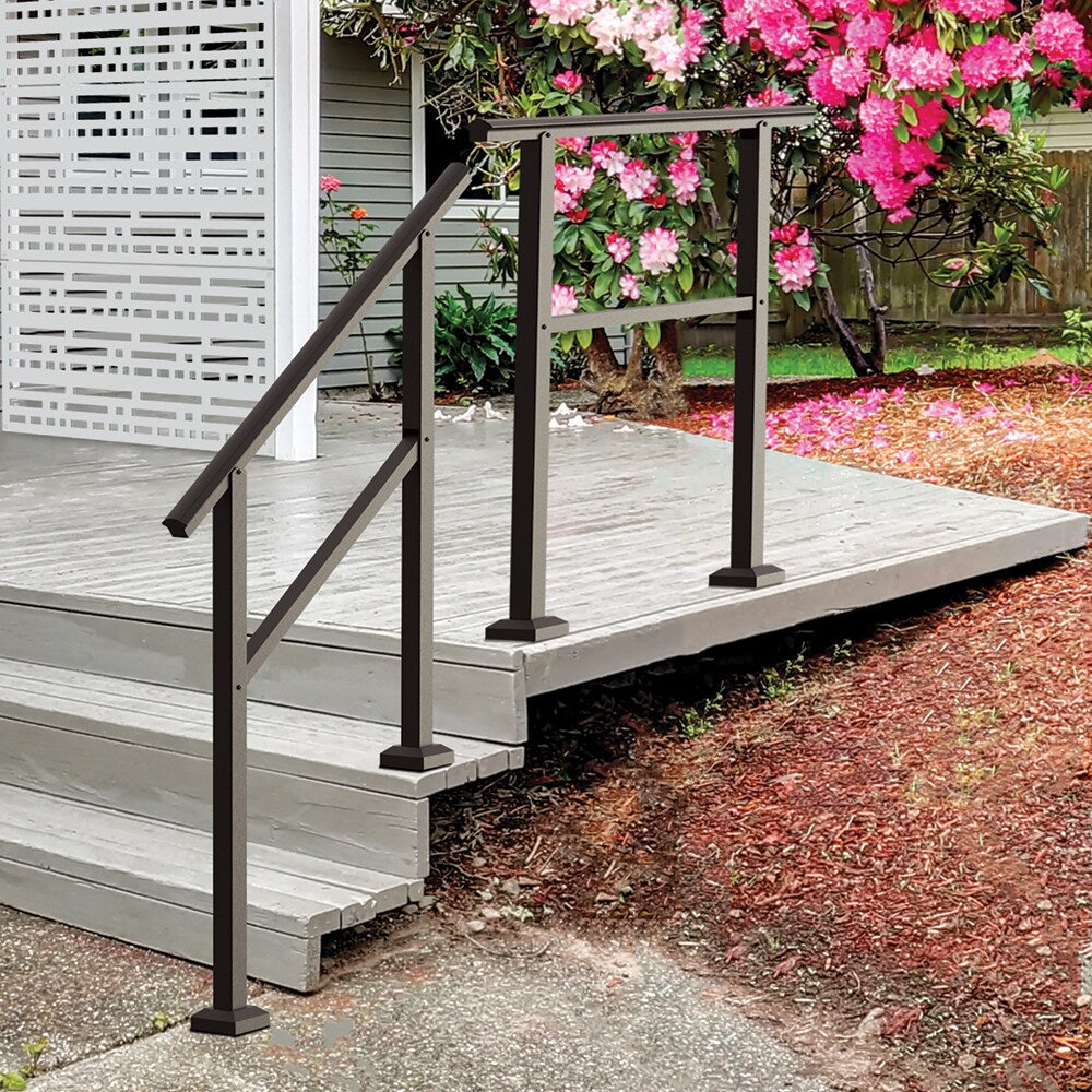 Freedom Heathrow 4-ft x 36-in Matte Black Aluminum Deck Handrail Kit
