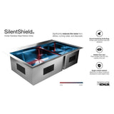 Vault Dual Mount Stainless Steel 33 in. 4-Hole Double Bowl Kitchen Sink with Basin Rack - Super Arbor