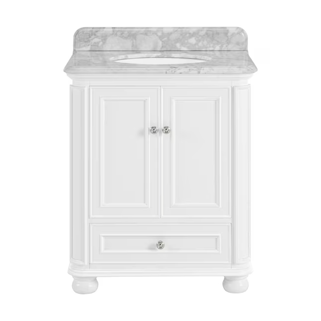allen + roth Wrightsville 30-in White Undermount Single Sink Bathroom Vanity with Carrara Natural Marble Top