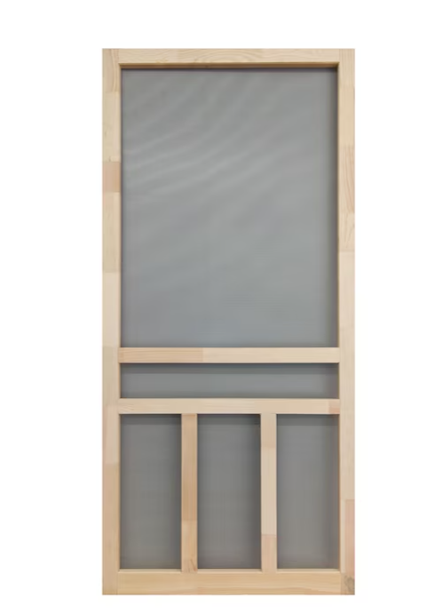 Screen Tight Creekside 32-in x 80-in Finger Joint Wood Hinged Screen Door
