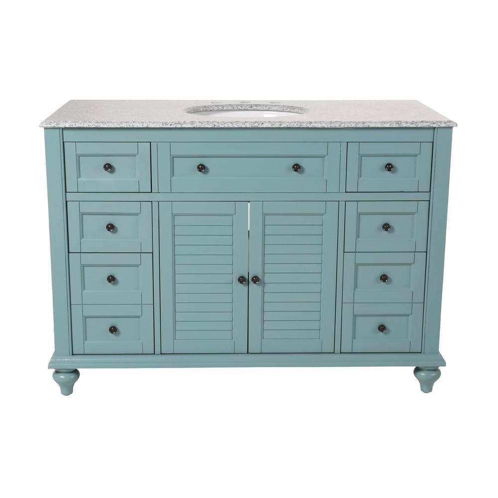 Hamilton Shutter 25 in. W x 22 in. D Bath Vanity in Sea Glass with Granite Vanity Top in Grey - Super Arbor
