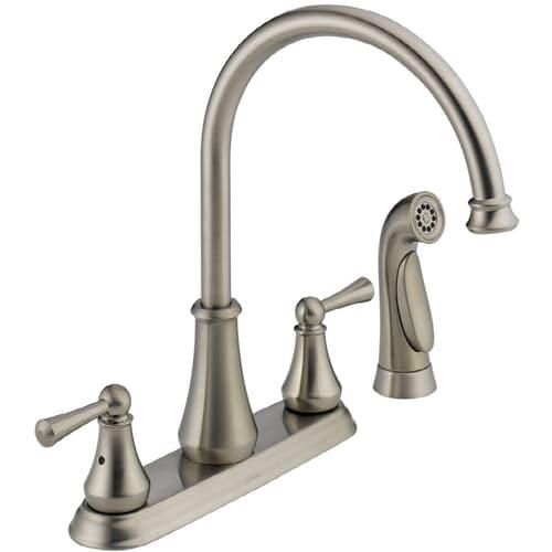 Delta Stainless 2-Handle Deck-Mount High-Arc Handle Kitchen Faucet (Deck Plate Included)
