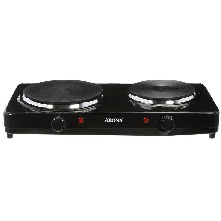 2-Burner 7.5 in. Black Diecast Hot Plate with Temperature Control