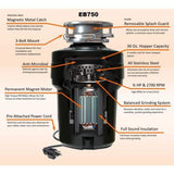 Everbilt 3/4 HP Continuous Feed Garbage Disposal with Stainless Steel Sink Flange and Attached Power Cord