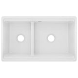 Farmhouse Apron Front Fireclay 33 in. Double Bowl Kitchen Sink in White with Aqua Divide - Super Arbor