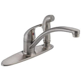 Delta Classic Stainless 1-Handle Deck-Mount Low-Arc Handle Kitchen Faucet (Deck Plate Included)