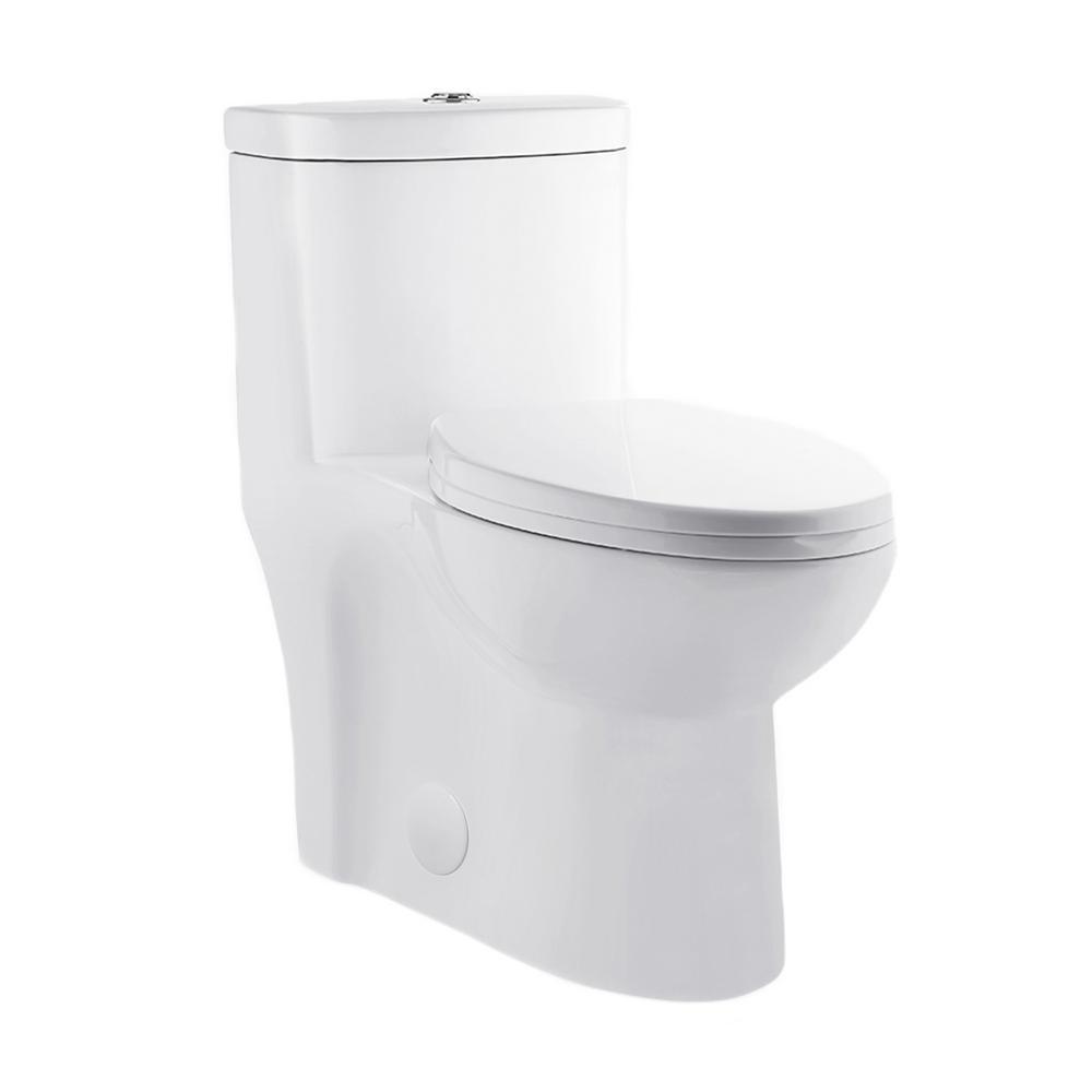Sublime 1-Piece 0.8/1.28 GPF Dual Flush Elongated Toilet in White - Super Arbor