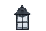 Project Source 2-Pack 8.77-in H Matte Black Outdoor Wall Lanterns, Medium Base (E-26) with Seeded Glass