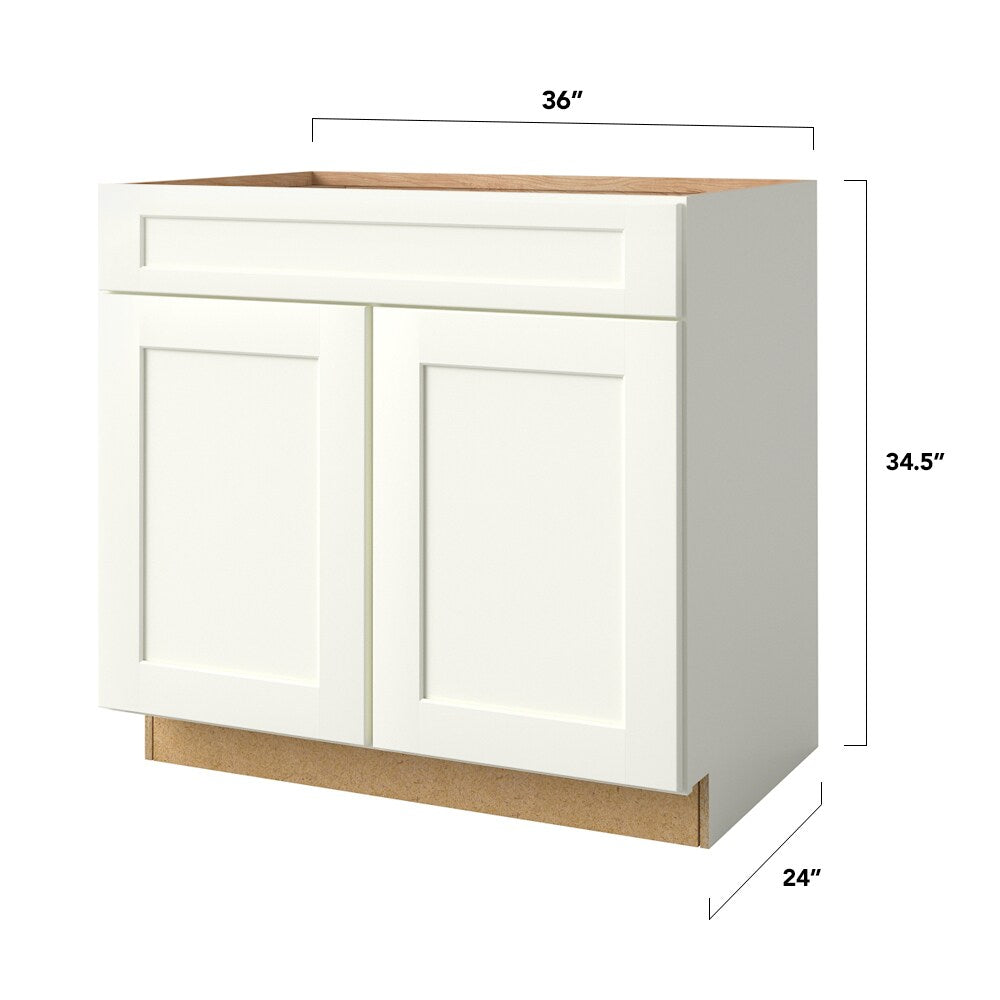 allen + roth Aveley 36-in W x 34.5-in H x 24-in D Linen 1-Drawer Base Fully Assembled Cabinet (Flat Panel Shaker Style)