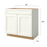 allen + roth Aveley 36-in W x 34.5-in H x 24-in D Linen 1-Drawer Base Fully Assembled Cabinet (Flat Panel Shaker Style)