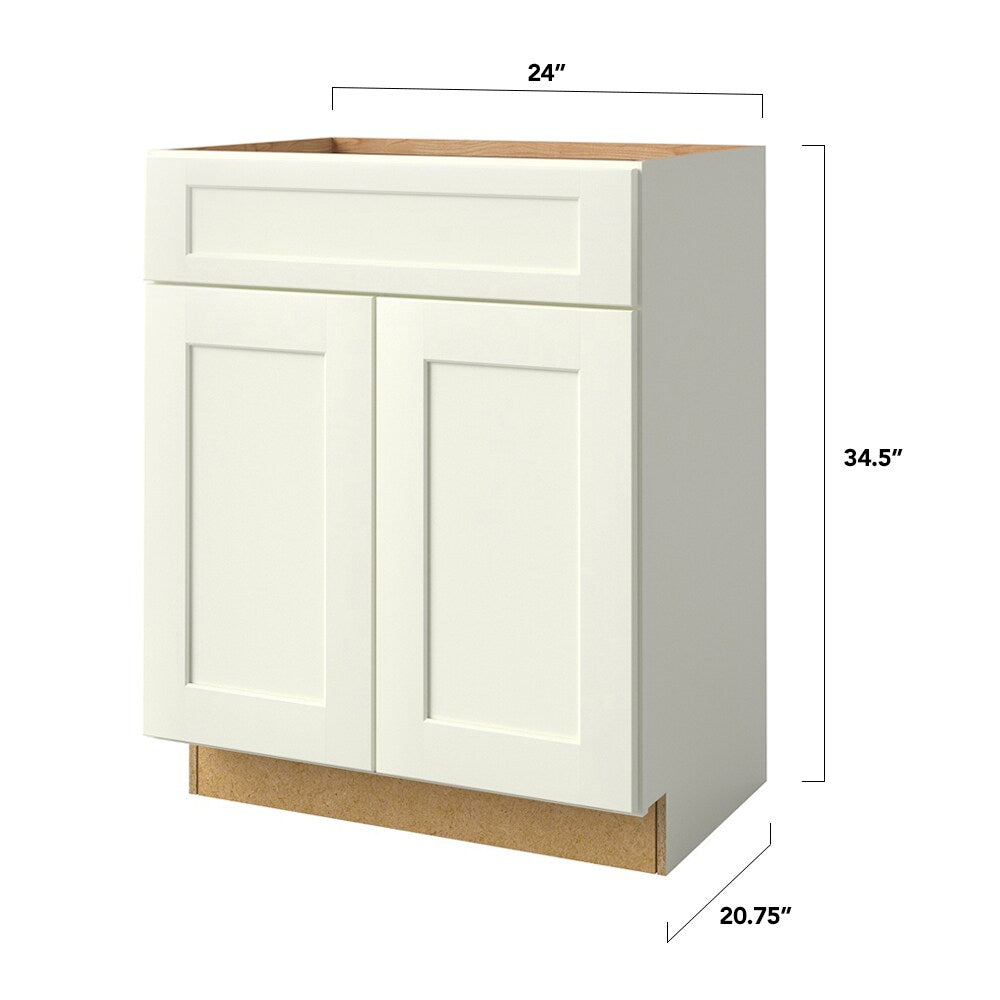 allen + roth Aveley 24-in W x 34.5-in H x 24-in D Linen Sink Base Fully Assembled Cabinet (Flat Panel Shaker Style)
