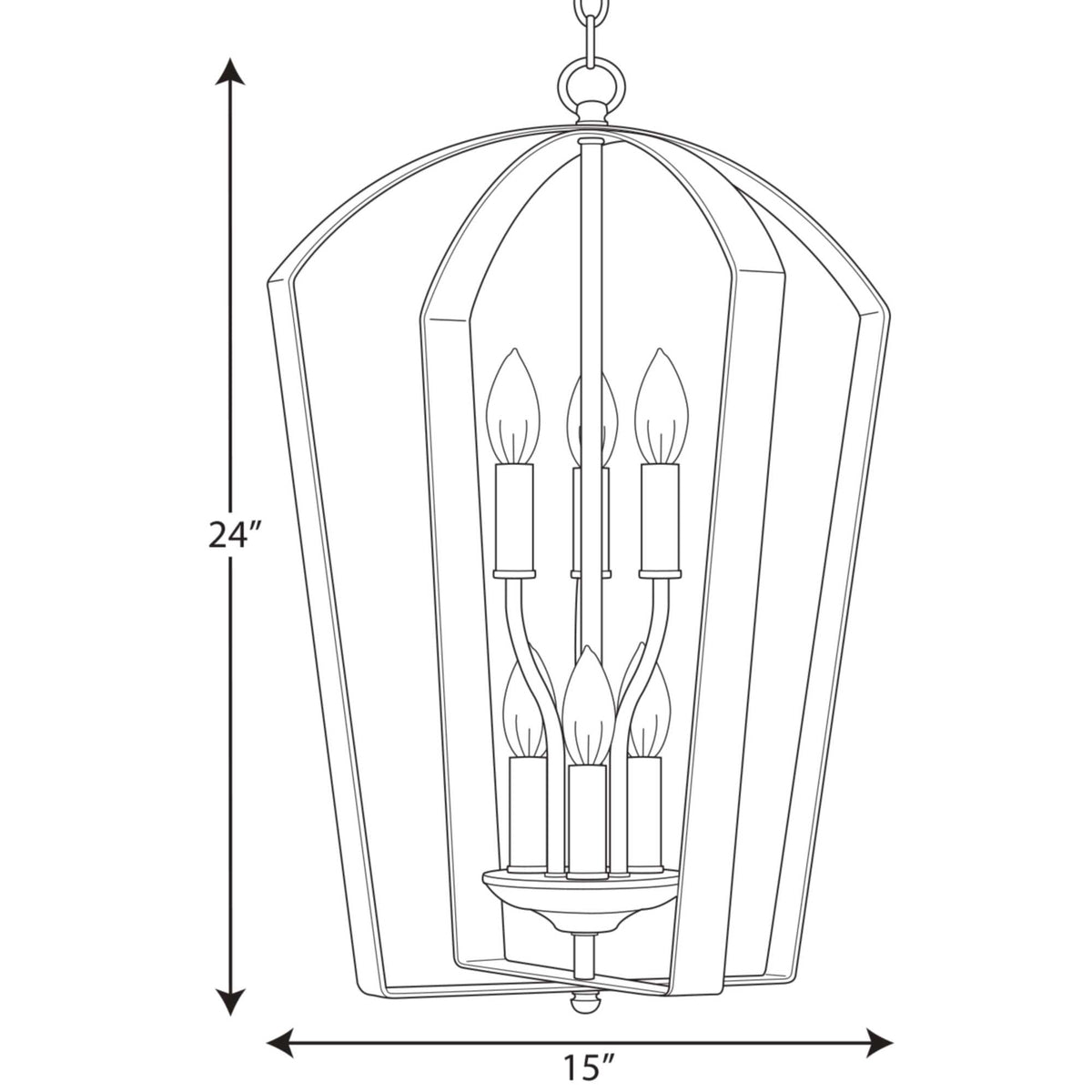 Progress Lighting Gather 6-Light Antique Bronze Traditional Geometric Medium Hanging Pendant Light