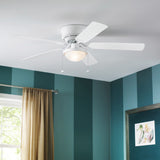 Harbor Breeze Armitage Builder Series 52-in White LED Indoor Flush Mount Ceiling Fan with Light Kit, 5-Blade