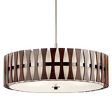 Kichler Cirus 5-Light Auburn Stained Transitional Etched Glass Drum Large Hanging Pendant Light