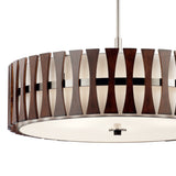 Kichler Cirus 5-Light Auburn Stained Transitional Etched Glass Drum Large Hanging Pendant Light