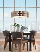 Kichler Cirus 5-Light Auburn Stained Transitional Etched Glass Drum Large Hanging Pendant Light