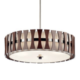 Kichler Cirus 4-Light Auburn Stained Transitional Etched Glass Drum Large Hanging Pendant Light