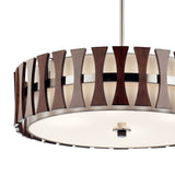 Kichler Cirus 4-Light Auburn Stained Transitional Etched Glass Drum Large Hanging Pendant Light