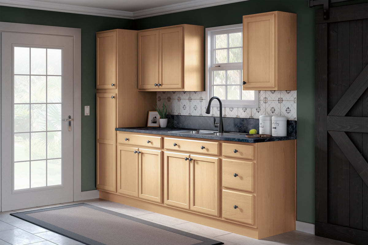 Project Source Oak Brook 36-in W x 35-in H x 23.75-in D Natural Unfinished Oak 1-Drawer Base Fully Assembled Cabinet (Flat Panel Square Style)