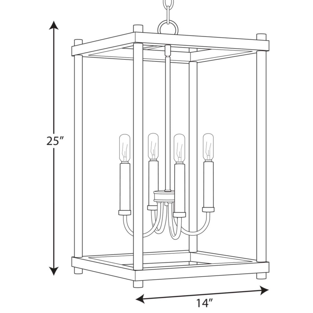 Progress Lighting Fontayne 4-Light Antique Bronze Industrial Square Medium Hanging Pendant Light