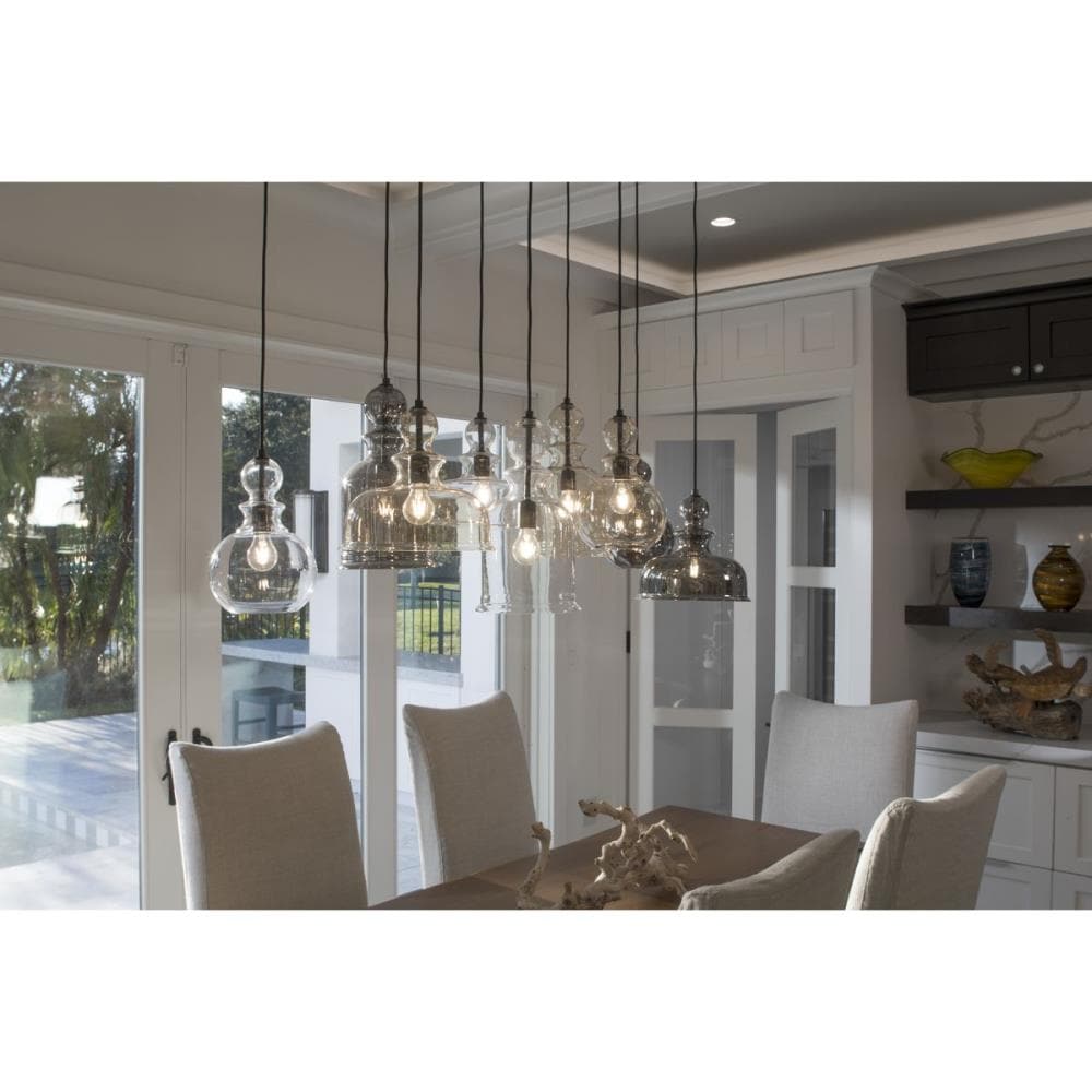 Progress Lighting Staunton 3-Light Antique Bronze Bohemian/Global Tinted Glass Globe Small Hanging Pendant Light