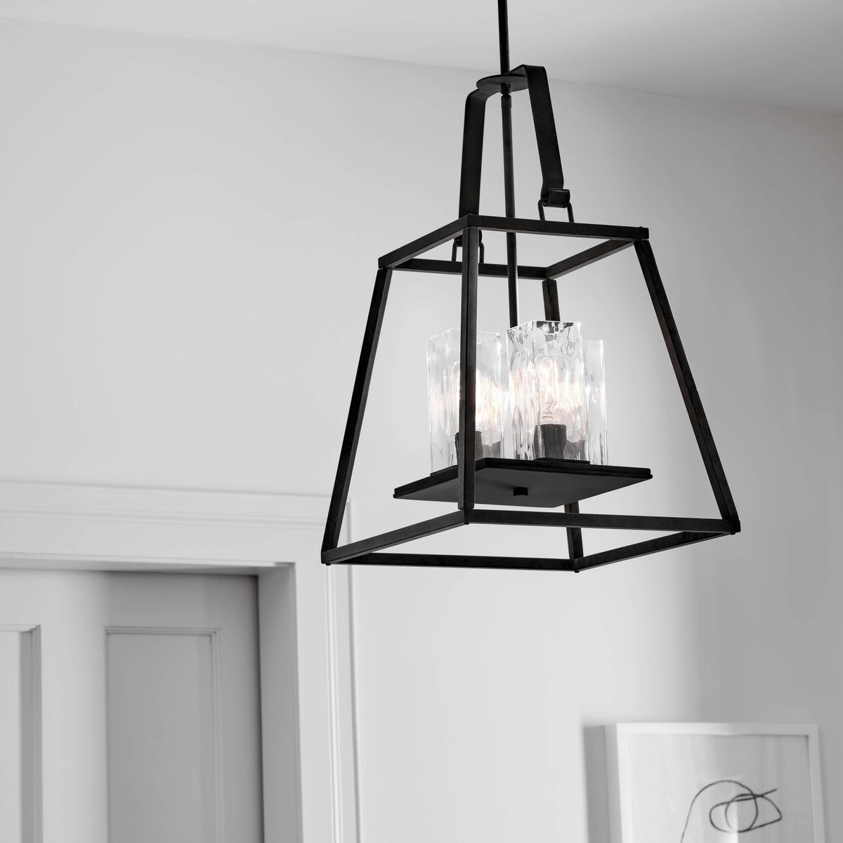 Kichler Ellamae 4-Light Weathered Zinc Industrial Square Medium Hanging Pendant Light