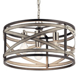 Kichler Stetton 3-Light Anvil Iron Farmhouse Drum Medium Hanging Pendant Light