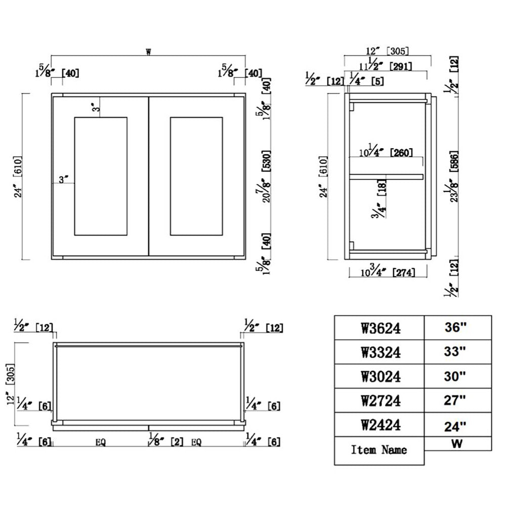 Design House Brookings 36-in W x 24-in H x 12-in D White Maple Wall Fully Assembled Plywood Cabinet (Recessed Panel Shaker Door Style)