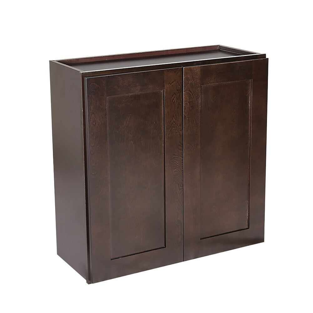 Design House Brookings 24-in W x 36-in H x 12-in D Espresso Maple Wall Ready To Assemble Plywood Cabinet (Recessed Panel Shaker Door Style)