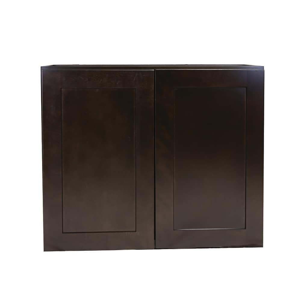 Design House Brookings 33-in W x 36-in H x 12-in D Espresso Maple Wall Ready To Assemble Plywood Cabinet (Recessed Panel Shaker Door Style)
