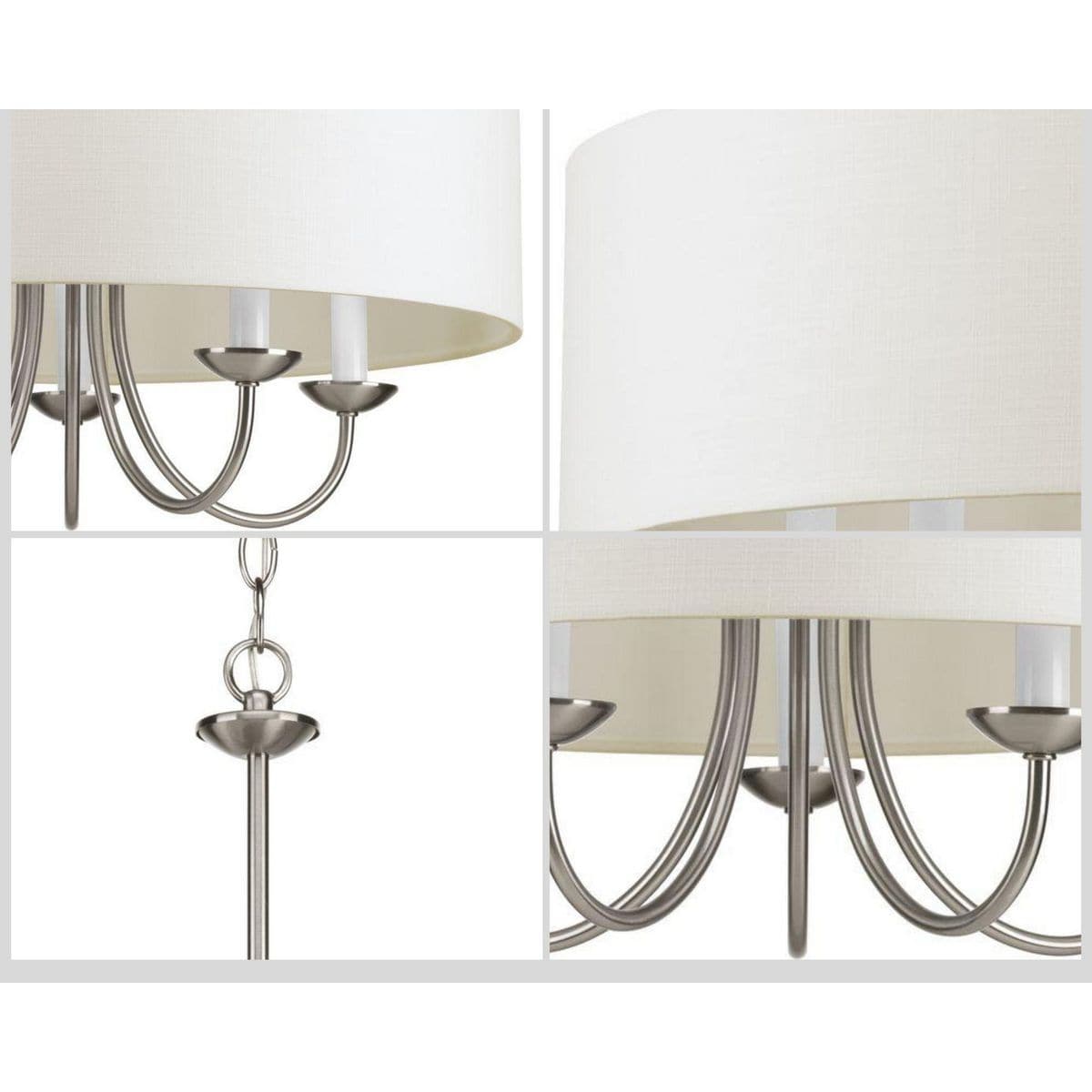 Progress Lighting Drum Shade 5-Light Brushed Nickel Transitional Chandelier