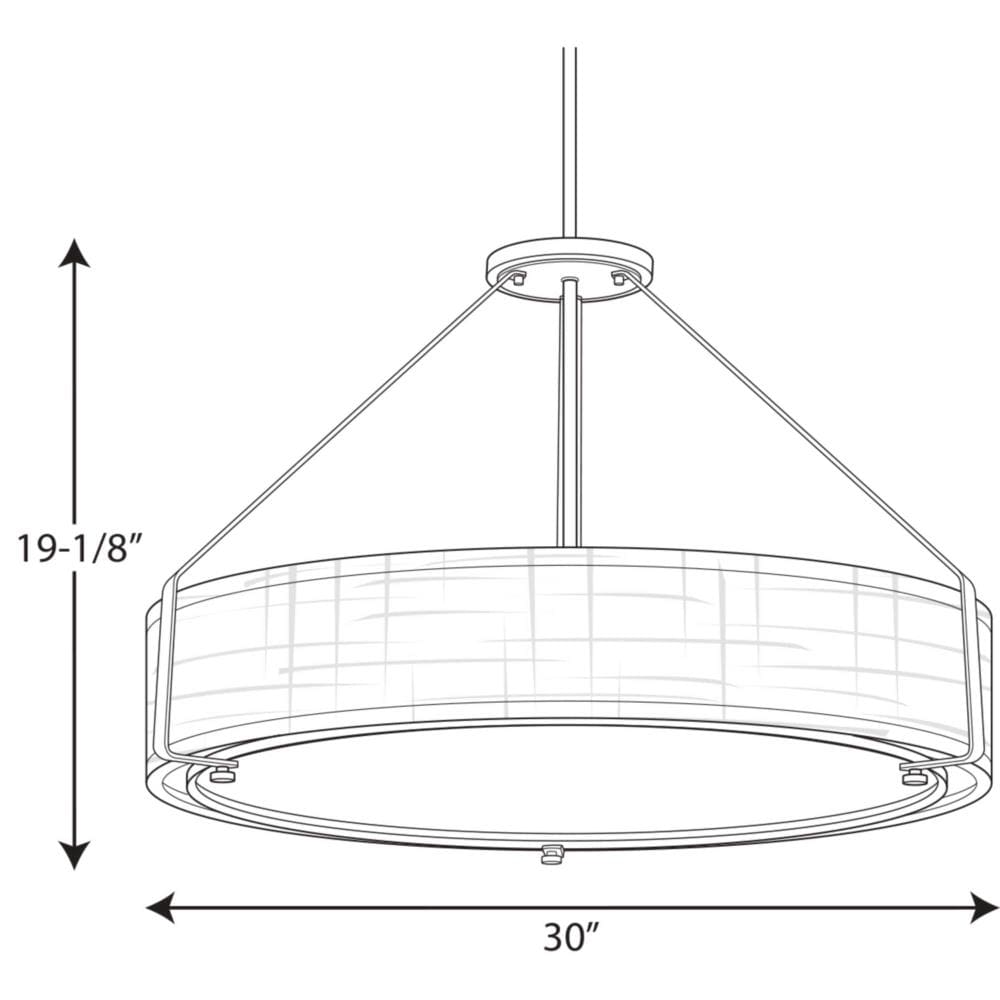 Progress Lighting Ratio 6-Light Antique Bronze Modern/Contemporary Etched Glass Drum Large Hanging Pendant Light