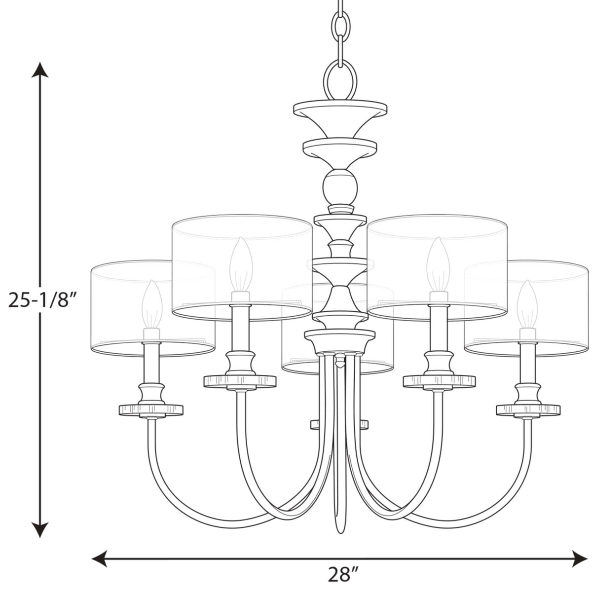 Progress Lighting Marche 5-Light Polished Nickel Traditional Chandelier