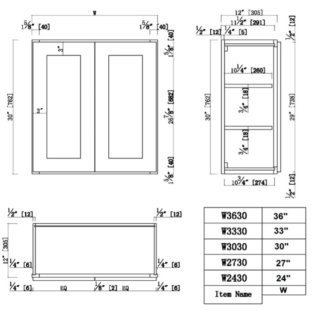 Design House Brookings 36-in W x 30-in H x 12-in D White Maple Wall Fully Assembled Plywood Cabinet (Recessed Panel Shaker Door Style)