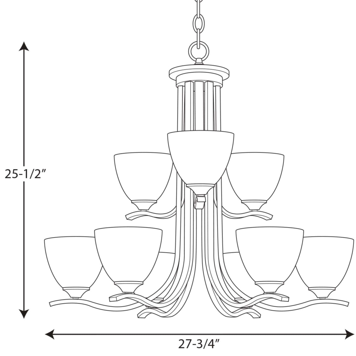 Progress Lighting Laird 9-Light Brushed Nickel Transitional Chandelier