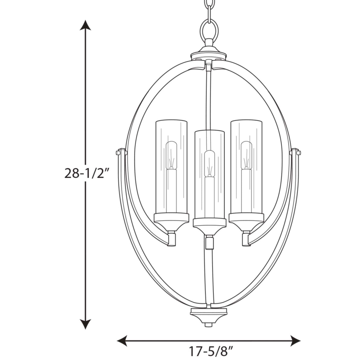 Progress Lighting Evoke 3-Light Antique Bronze Transitional Chandelier