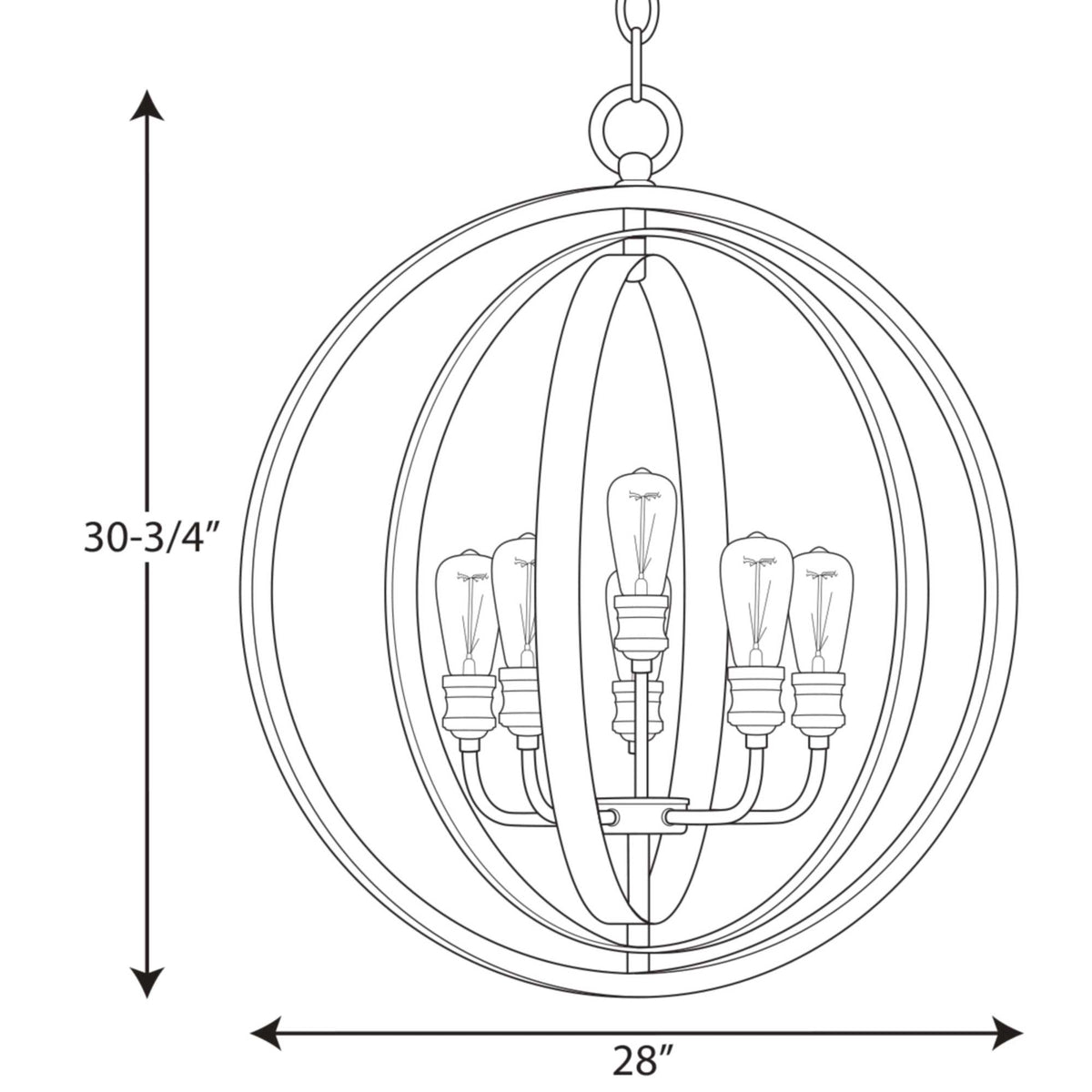 Progress Lighting Conestee 6-Light Galvanized Coastal Globe Large Hanging Pendant Light