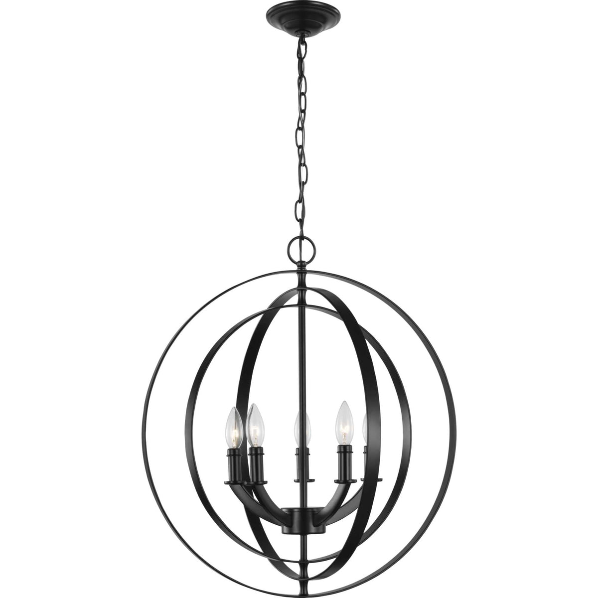 Progress Lighting Equinox 5-Light Matte Black Transitional Chandelier