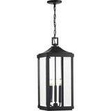 Progress Lighting Gibbes Street 3-Light Black Traditional Clear Glass Lantern Mini Outdoor Hanging Pendant Light