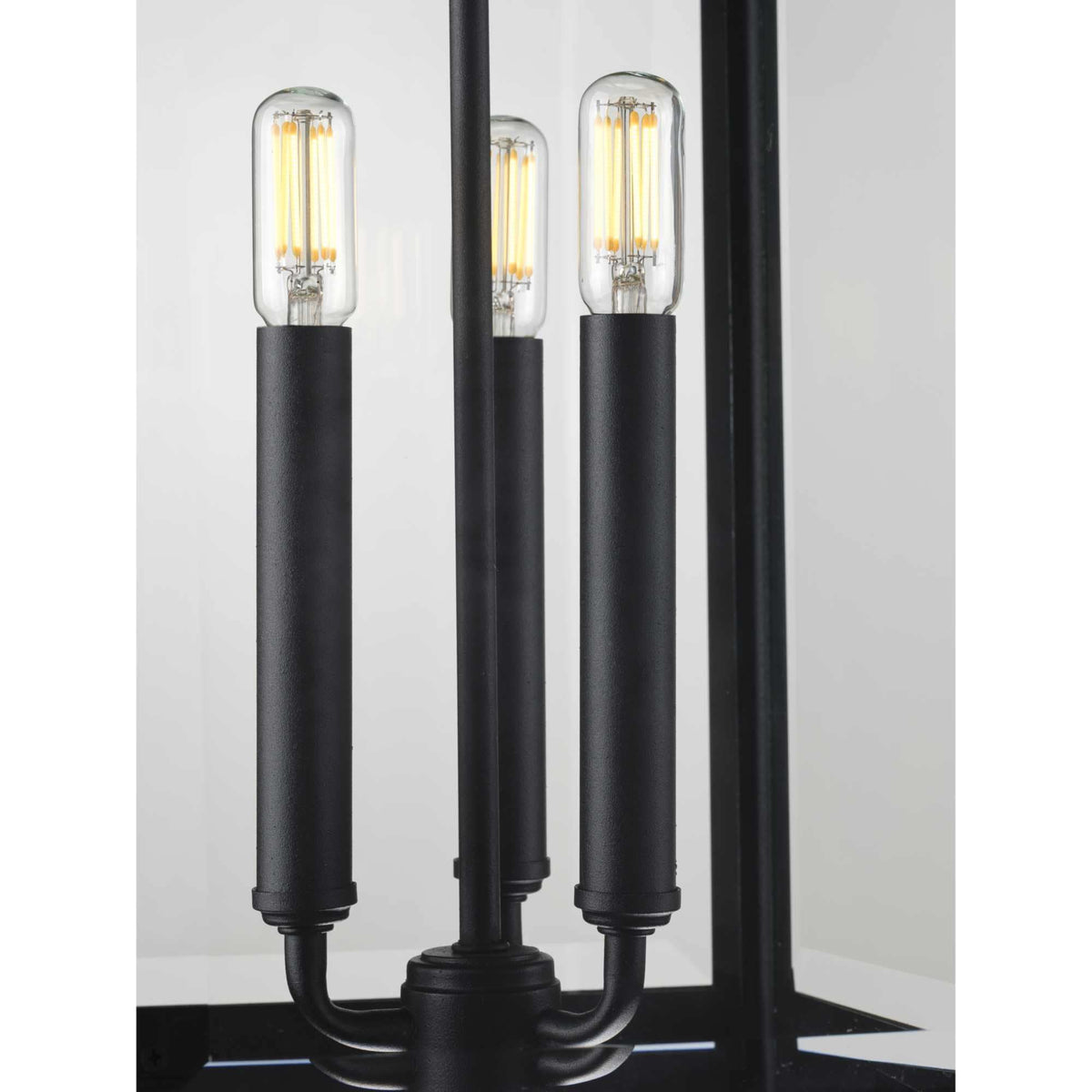 Progress Lighting Gibbes Street 3-Light Black Traditional Clear Glass Lantern Mini Outdoor Hanging Pendant Light