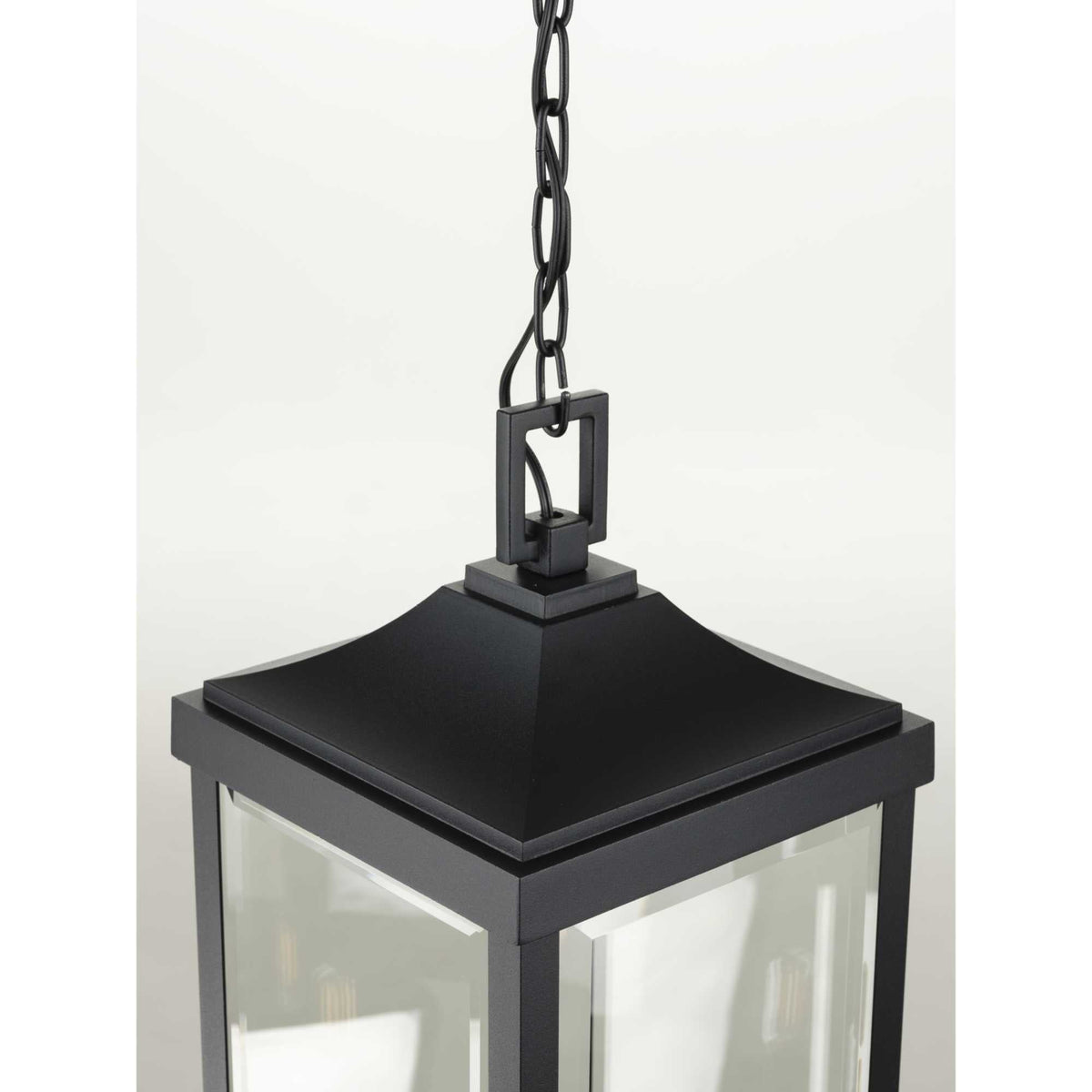 Progress Lighting Gibbes Street 3-Light Black Traditional Clear Glass Lantern Mini Outdoor Hanging Pendant Light