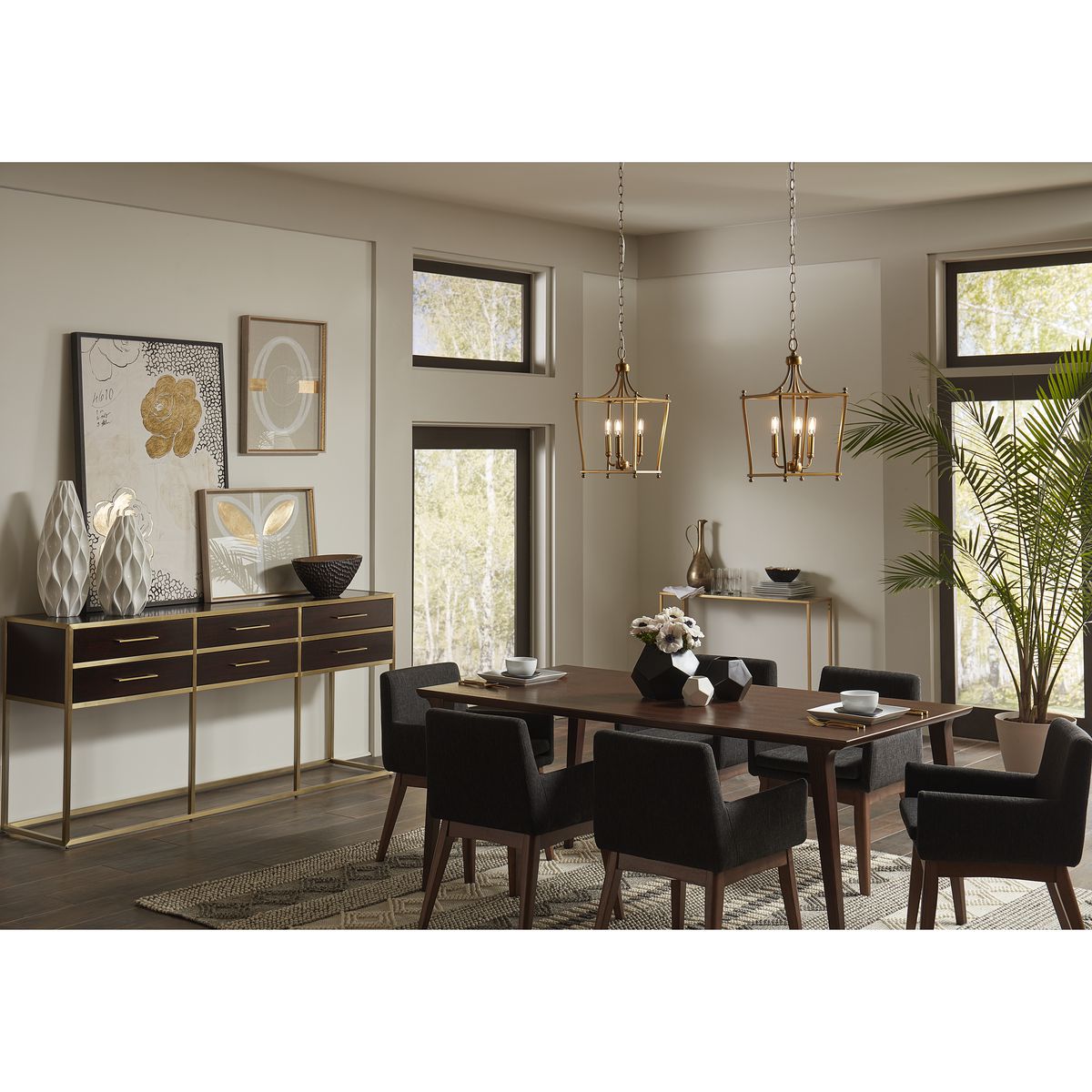 Progress Lighting Parkhurst 3-Light Brushed Bronze Traditional Lantern Medium Hanging Pendant Light