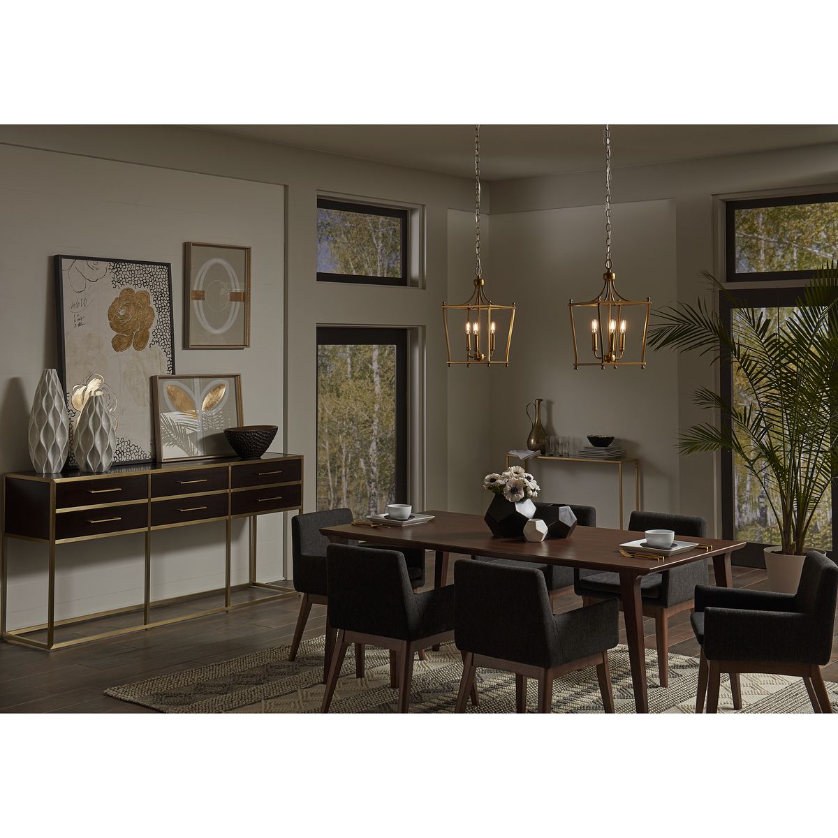Progress Lighting Parkhurst 3-Light Brushed Bronze Traditional Lantern Medium Hanging Pendant Light