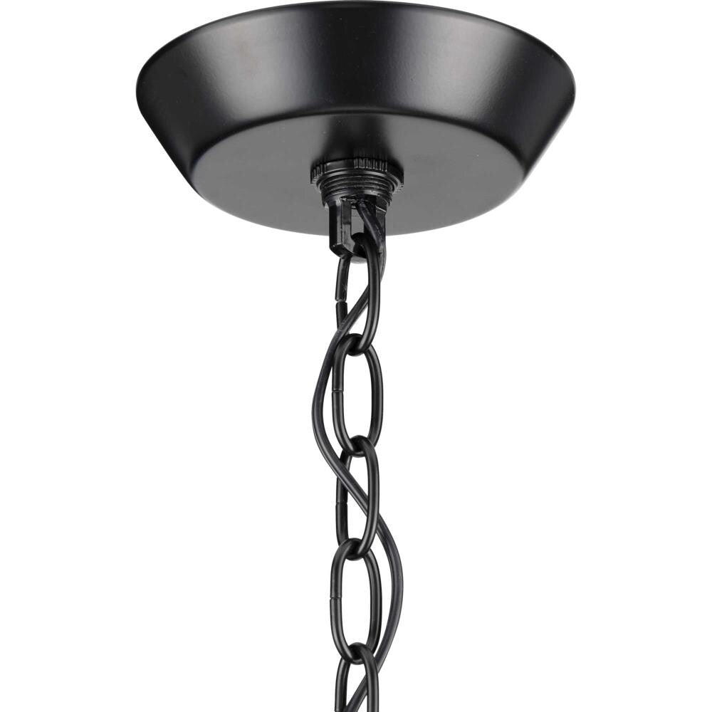 Progress Lighting Lassiter 3-Light Black Traditional Clear Glass Cylinder Medium Hanging Pendant Light